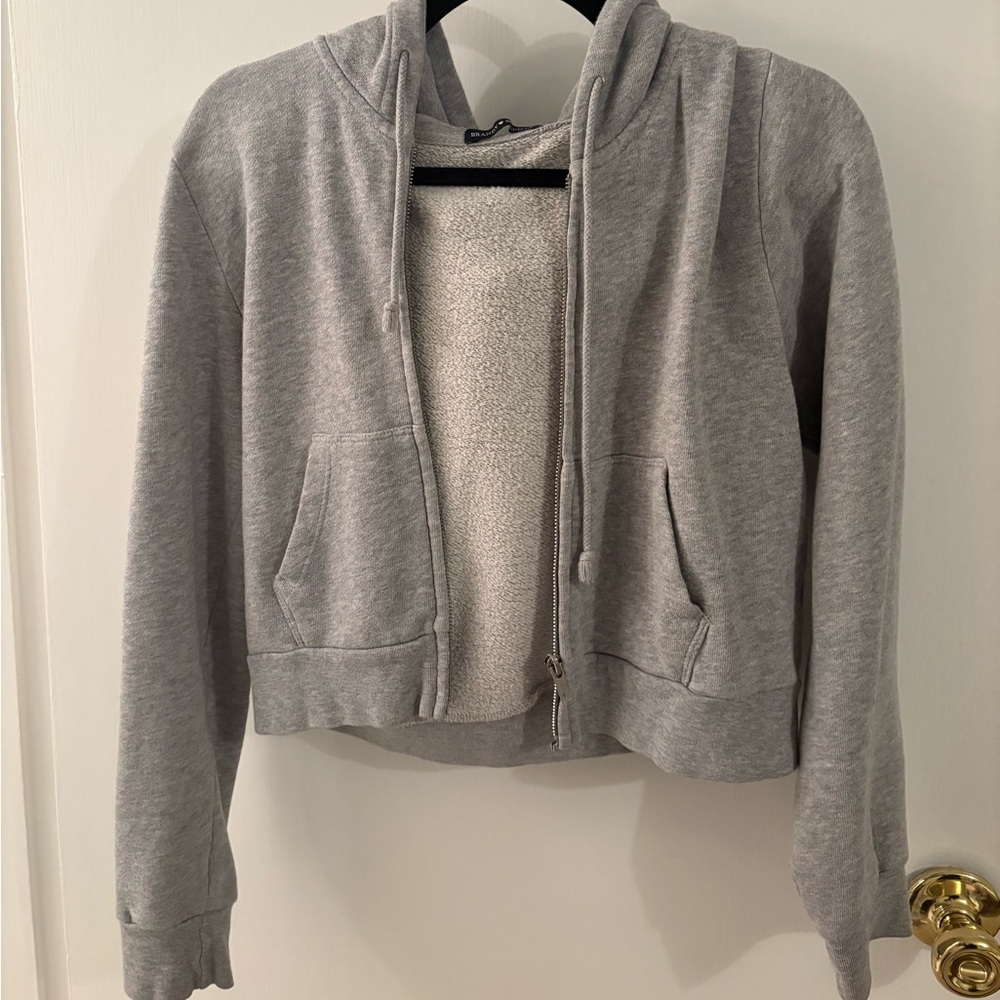 Brandy Melville Cropped Grey Zip up Hoodie